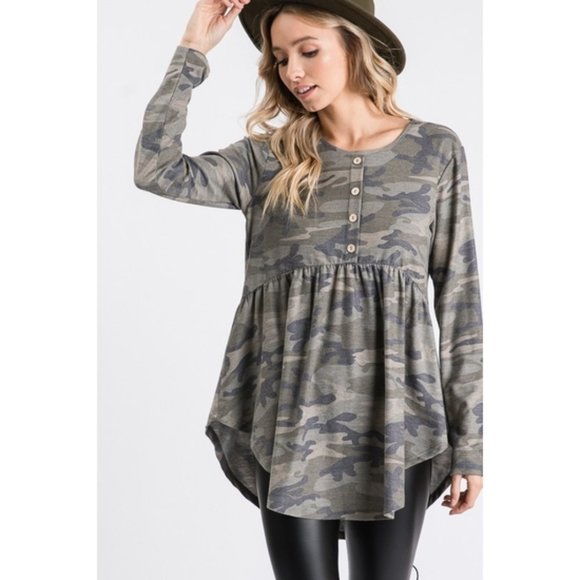 Long Sleeve Camo Baby Doll - Picture 2 of 6